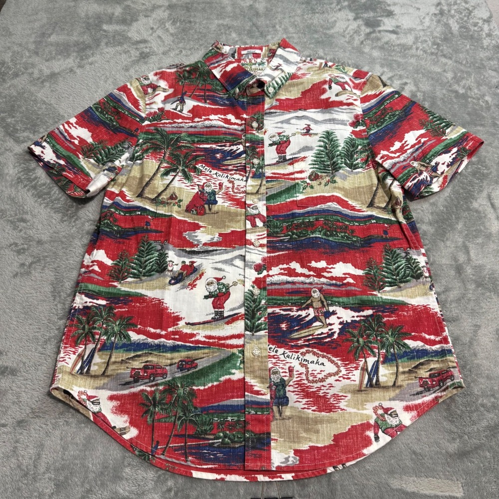 Reyn Spooner Mele Kalikimaka Christmas Hawaiian Shirt Mens Small Tailored Red